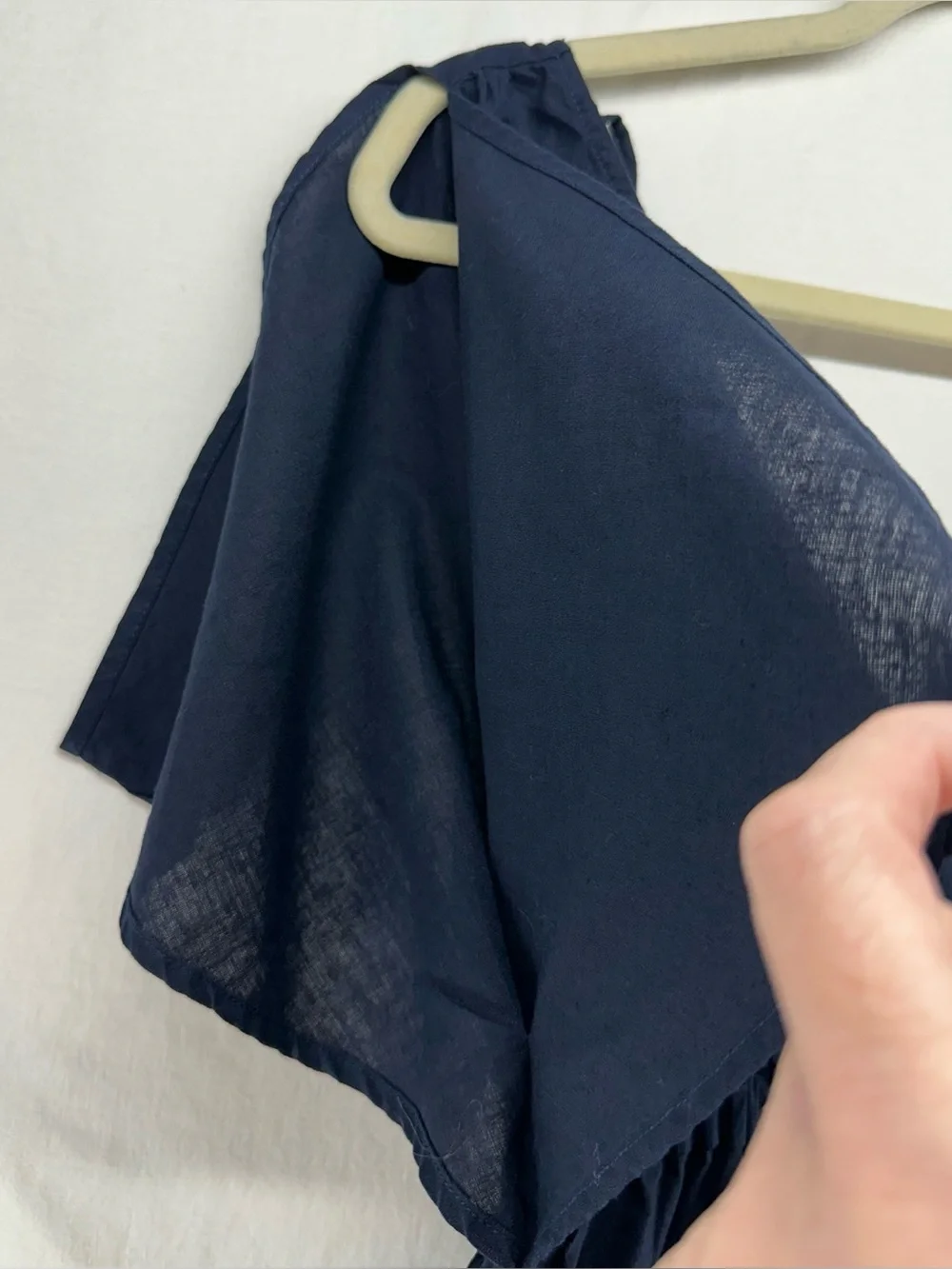 Zara Navy Blue Linen Jumpsuit S Wide Leg V-Neck Tie Back Short Sleeve‎ Rustic